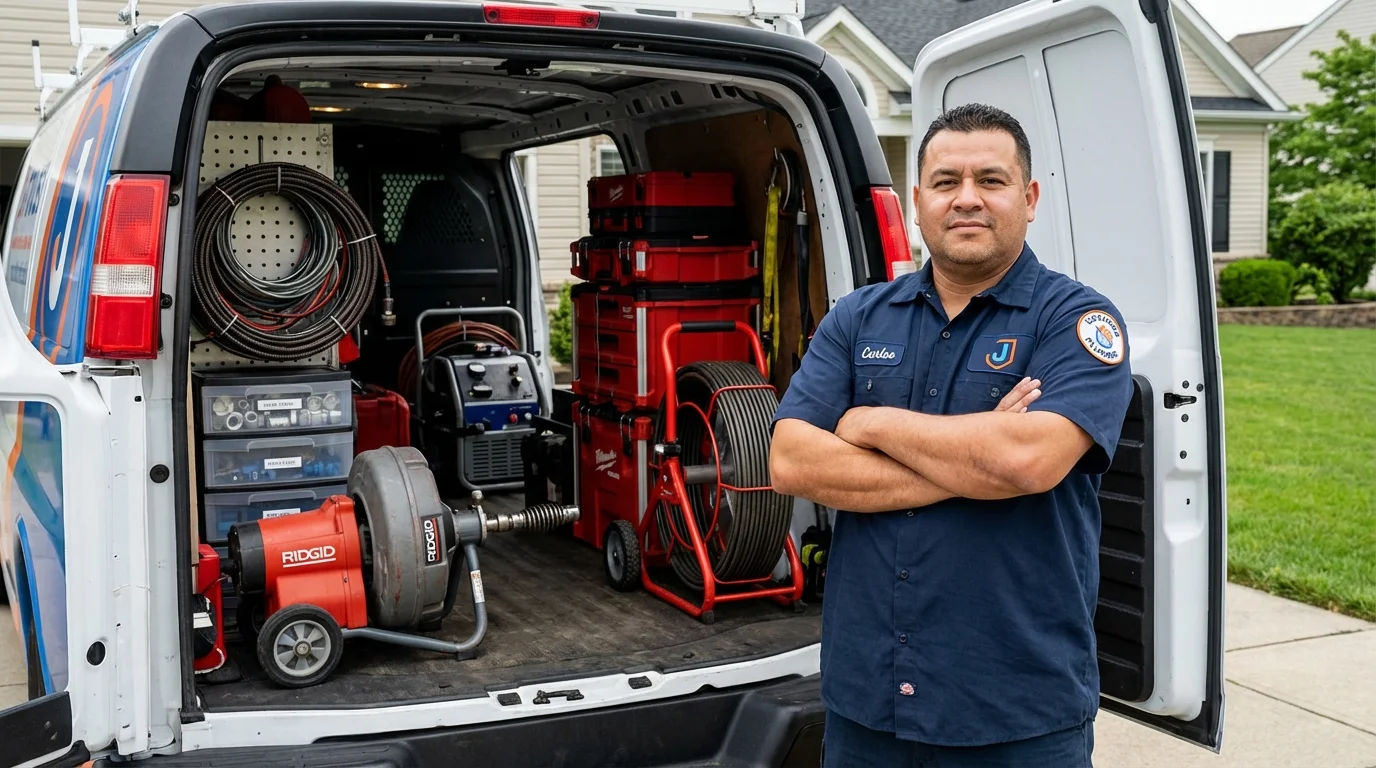 Professional drain cleaning equipment and Johns Plumbing LLC plumber in Eureka