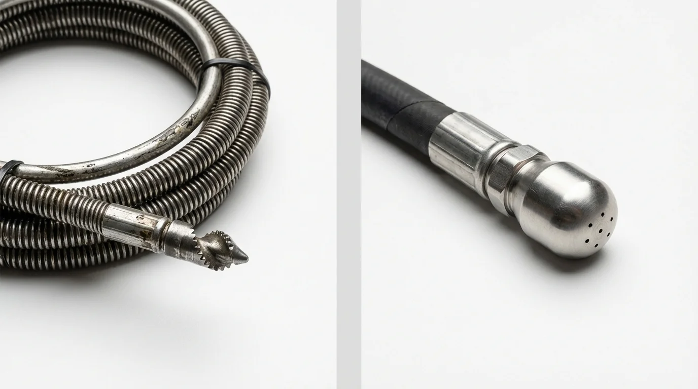 Drain snake cable and hydro jetting nozzle used for drain cleaning in Eureka, MO